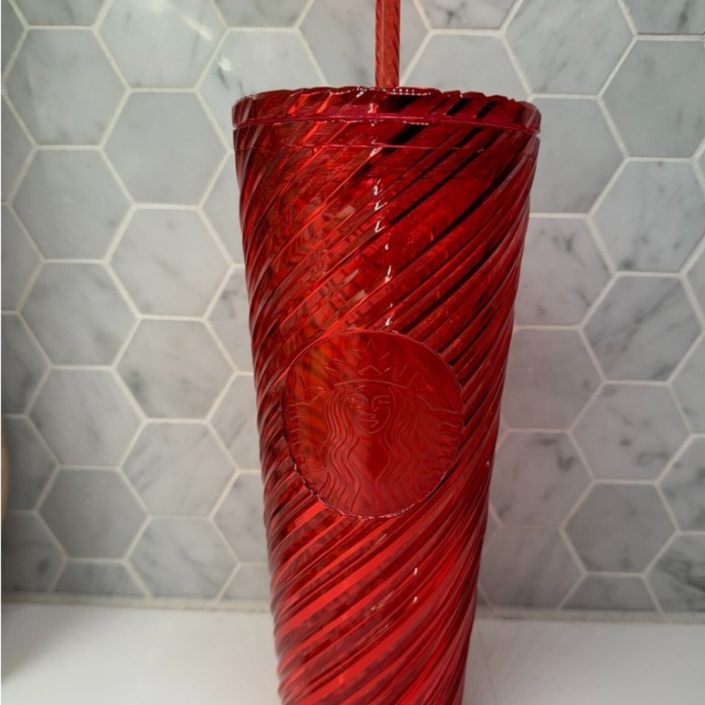 2024 Christmas Starbucks Red Swirl Tumbler with Straw